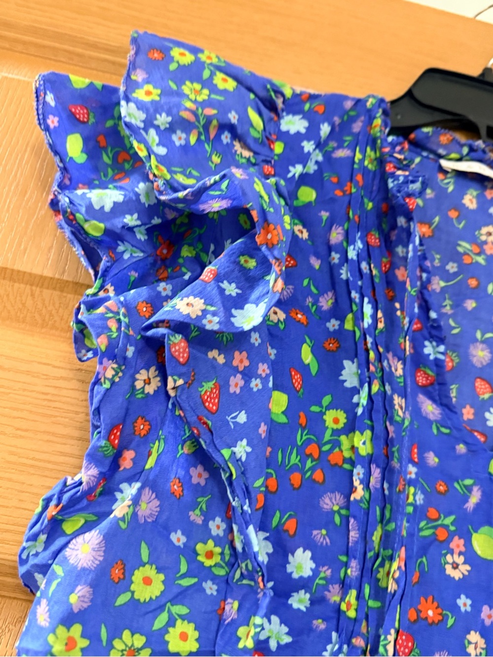 Karlie Blue Floral Tassel Ruffle Blouse - Picture 3 of 6